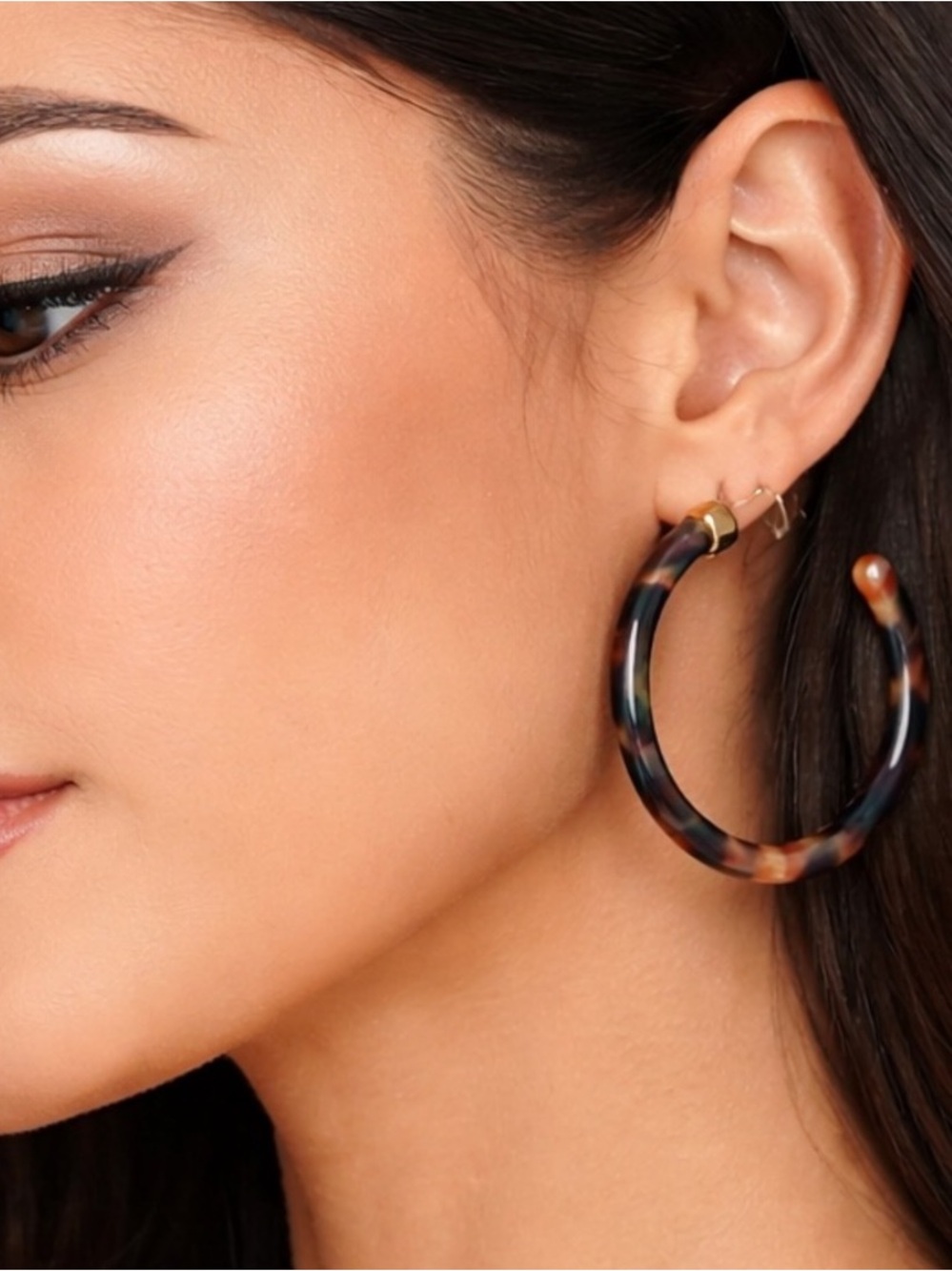 Tortoiseshell Hoop Earrings Large Acrylic Lightweight